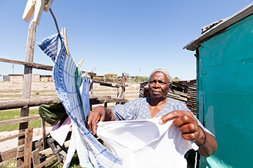 Woman hanging up washing