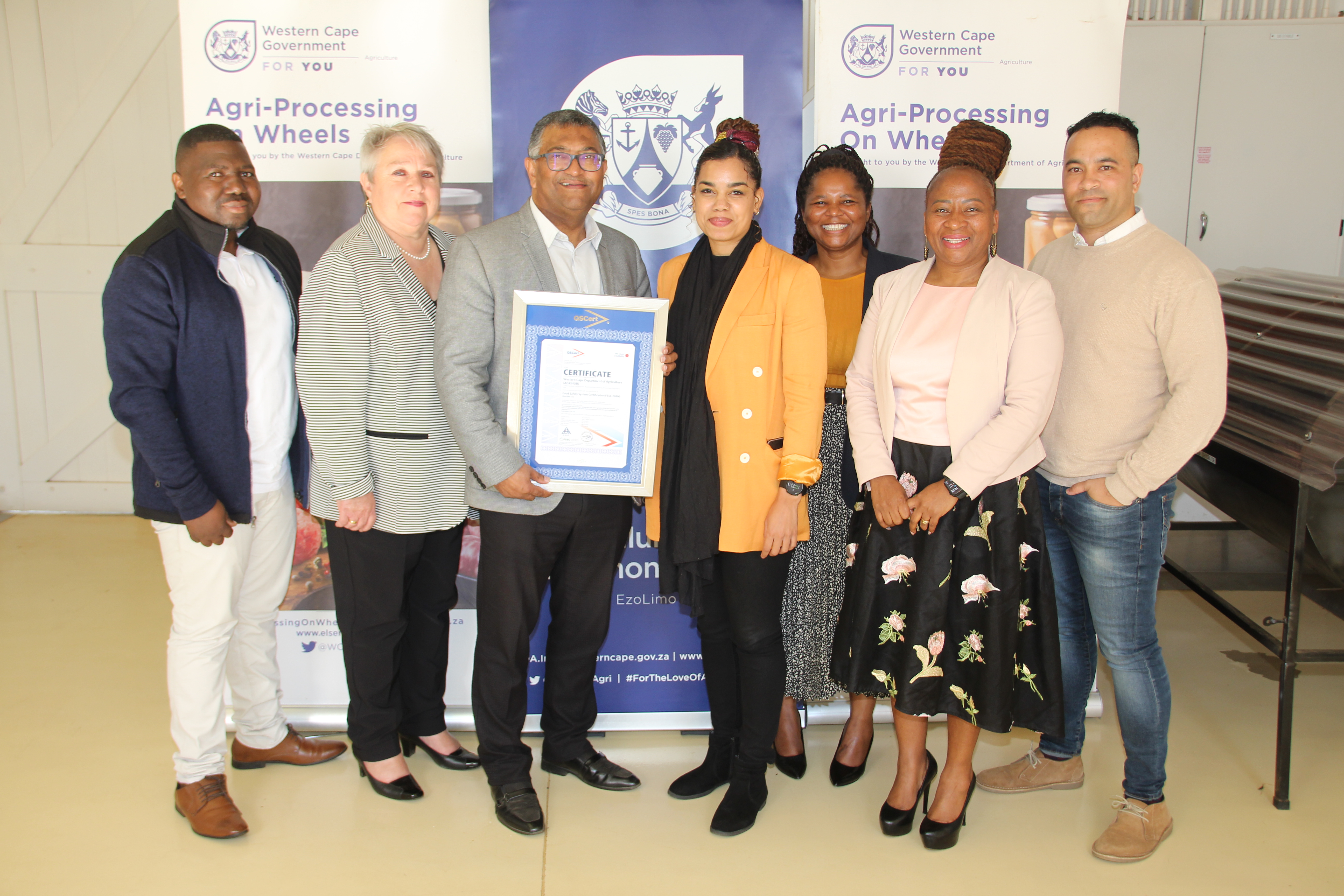 Mr Maliviwe Makeleni, Senior Economist, Dr Ilse Trautmann, Deputy Director-General: Agricultural Research and Regulatory Services, Mr Darryl Jacobs, Acting Head of Department, Terri-Lee Kammies, Lead Auditor and Certification Body Manager at QSCERT-SA, Lo