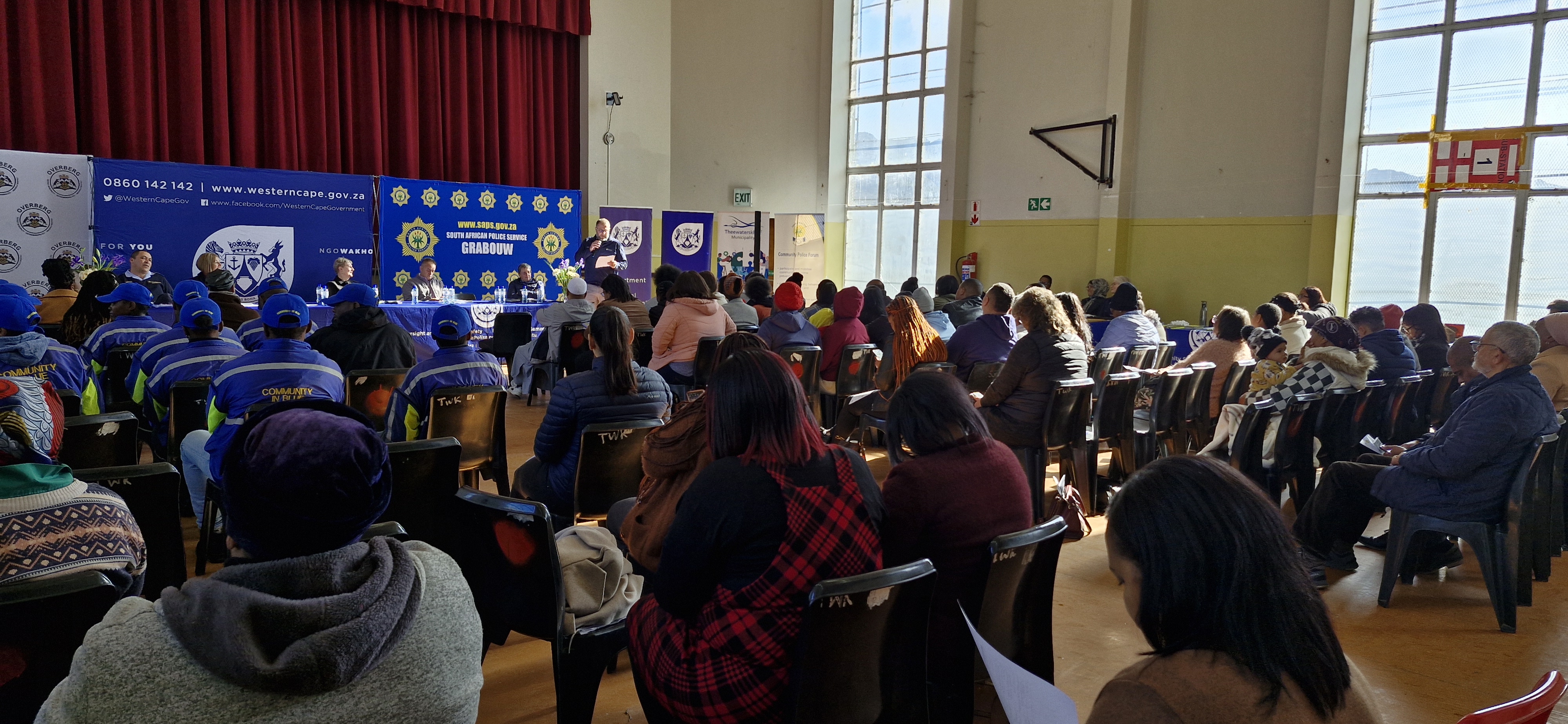 Community members in the Thusong Centre in Grabouw for the launch of the GBV Ambassador Programme.