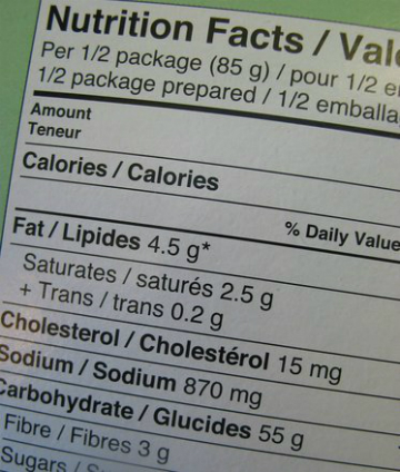 Nutritional label